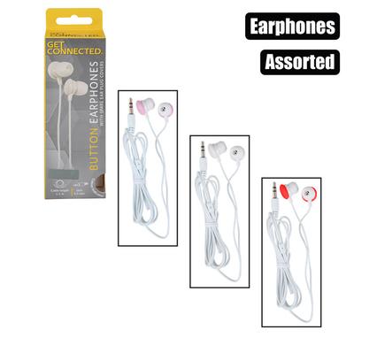 Get Connected Button Earphones Mini "Ear Drops" Assorted Colours