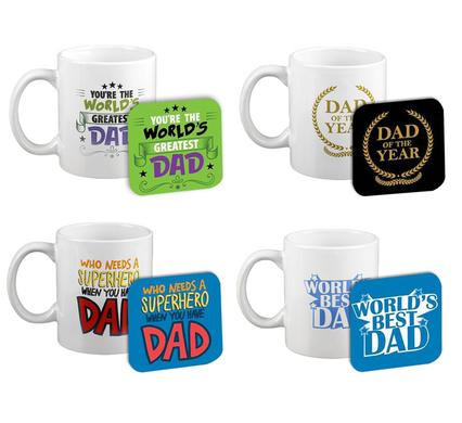 2 Piece 320ml Coffee Mug and Coaster Set, Father&