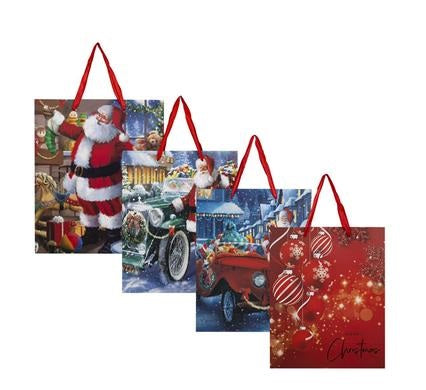 (4 Pack) Large Christmas Stationery Gift Bag 26x32cm