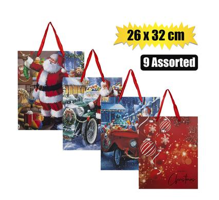 (4 Pack) Large Christmas Stationery Gift Bag 26x32cm