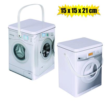 Storage Tin with Washing Machine Picture Design, 15x15x21cm