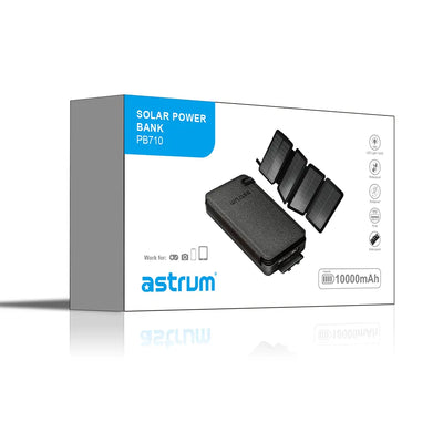 Astrum PB710 Power Bank Solar 4p 10000mah 2.1a Black