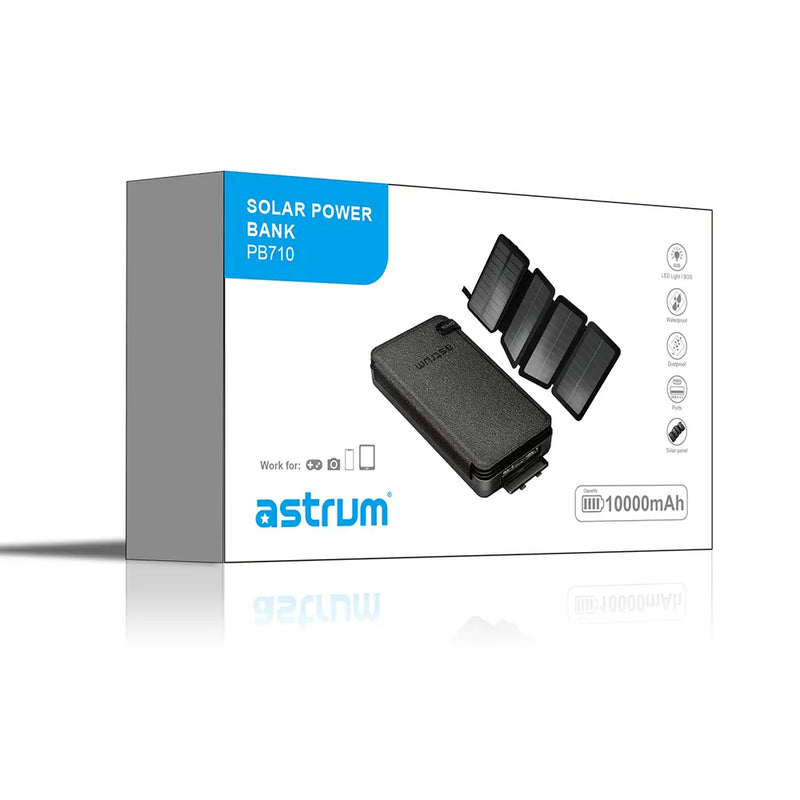 Astrum PB710 Power Bank Solar 4p 10000mah 2.1a Black