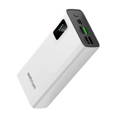 Astrum Portable 22.5w Pd 30000mah Power Bank, Pd 3.0, Qc 4.0, Dual Usb Quick And Usb C Pd Super Charge White