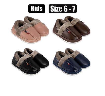 Size 6-7 Kids Slipper With Faux Fur Lining Comfy Winter Slippers for Boys and Girls