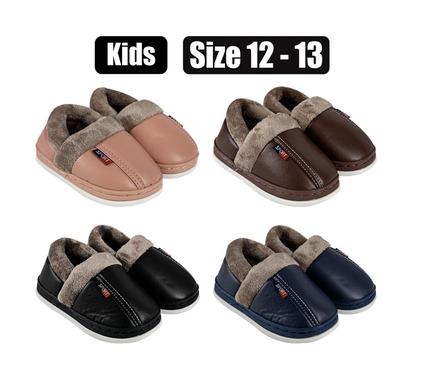 Size 12-13 Kids Slipper With Faux Fur Lining Comfy Winter Slippers for Boys and Girls