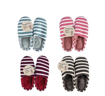 Slippers Ladies Super Comfy Slip On, Available Size 4, Striped Design