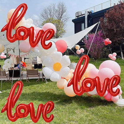 Giant Red Love Foil Balloon for Valentine's Day, Party Decorations, Anniversary, Engagements, Weddings, 64x80cm