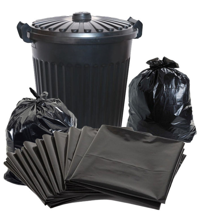 Black Plastic Rubbish Bag, Refuse Bin Liner - 760 x 910mm, 40 micron - 200 Bags