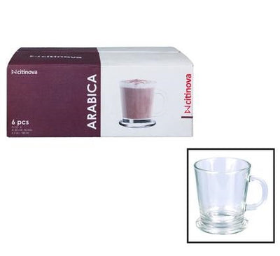 Citinova 180ml Arabica Coffee Glass Mug Set (6 Piece Set)