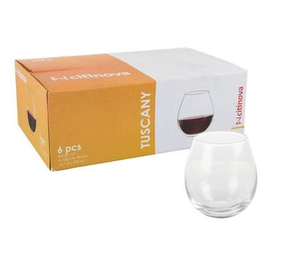 Citinova 475ml Tuscany Stemless Wine Glass Set (6 Piece Set)