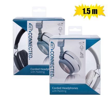 Corded Foldable Padded Ear Headphones, 1.5m Cord with 3.5mm Jack