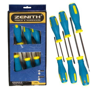 avenusa - Set of 6 Screwdriver - Rubber Grip Handle with Magnetic Tip - General Use - Assorted Sizes - avenu.co.za - 