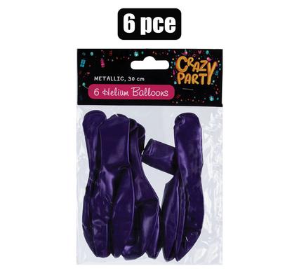 Metallic Purple Helium Balloons 6pc