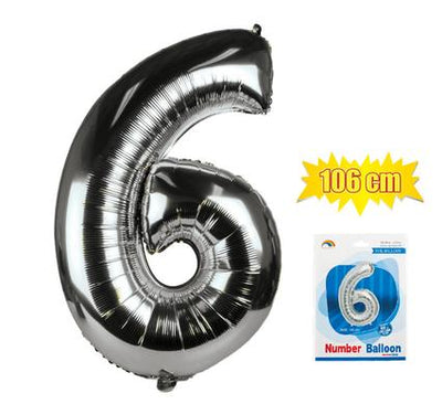 avenusa - Silver Number Air or Helium Foil Balloons, Size 106cm - avenu.co.za - Party & Decorations