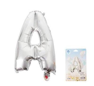 Silver Letter Air or Helium Foil Balloons, Size 35cm A-Z