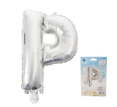 Silver Letter Air or Helium Foil Balloons, Size 35cm A-Z