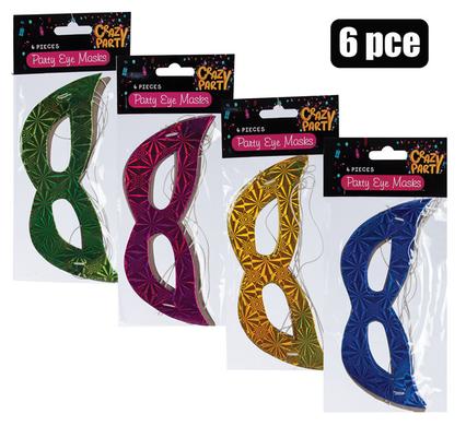 Party Eye-Mask Various Colours, 6 Masks per Set