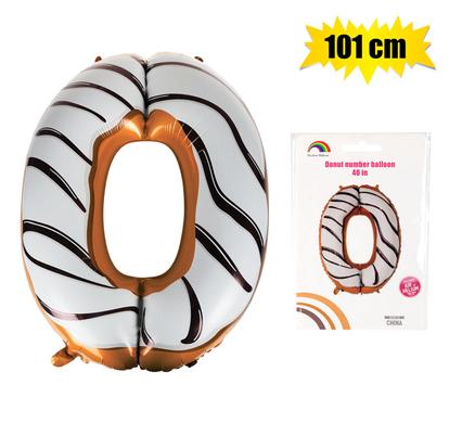 Donut Balloon Donut Number Birthday Party Decorations Grow Up Aluminum Hanging Foil Film Balloon - Number 0, 101cm In Size