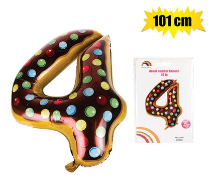 Donut Balloon Donut Number Birthday Party Decorations Grow Up Aluminum Hanging Foil Film Balloon - Number 4, 101cm In Size