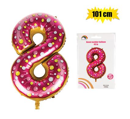 Donut Balloon Donut Number Birthday Party Decorations Grow Up Aluminum Hanging Foil Film Balloon - Number 8, 101cm In Size