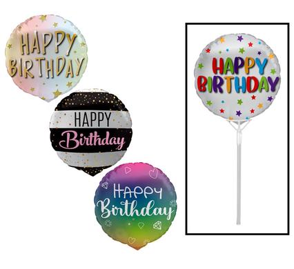Happy Birthday Air Filled Aluminium Foil Balloon with Stick Birthday Party Decoration Supplies