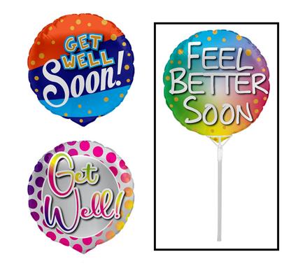 Get Well Soon Air Filled Aluminium Foil Balloon with Stick For Friends Sick Friends and Family In Hospital