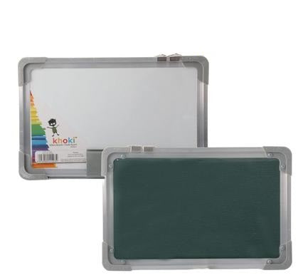 Dry Erase Dual Sided White Board and Chalk Board, 45 X 35cm Small Whiteboard with Protective Frame