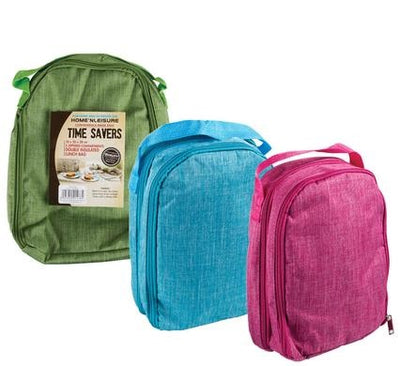 Double Insulated Lunch Bag, Two Separate Zipped Compartments, 10X20X28Cm
