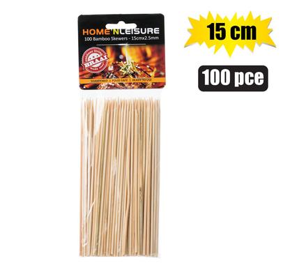 Home And Leisure Bamboo Skewers 15Cm Long, 100Pc 2.5Mm Thick, Braai Meat Sticks