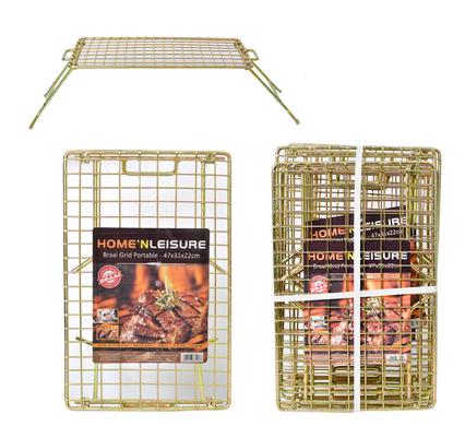 Portable Easy To Use Flat Pack Braai-Grid 47X31X22Cm, Fold Out And Braai