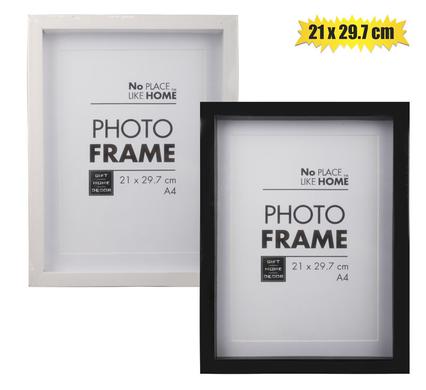 Shadow Box Plastic Picture Frame with A4 Image/Certificate Inlay and White Border
