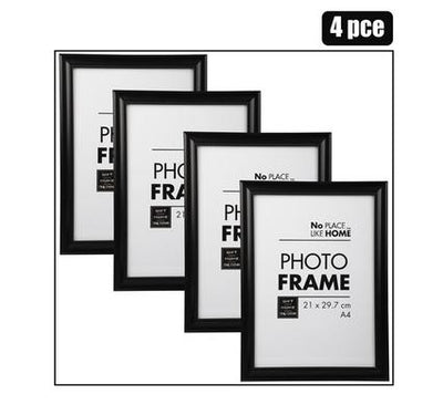 A4 Certificate Black Plastic Picture Frame [4 Piece] Set, Photo Frame Set