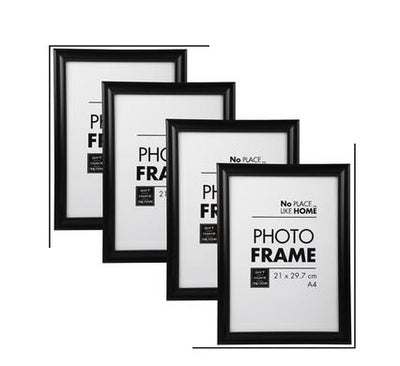 A4 Certificate Black Plastic Picture Frame [4 Piece] Set, Photo Frame Set