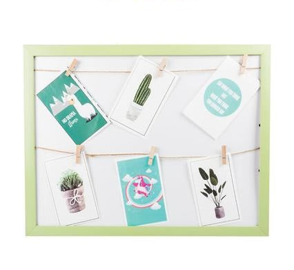 DIY Green String Picture Frame Collage With Clips 35x45cm