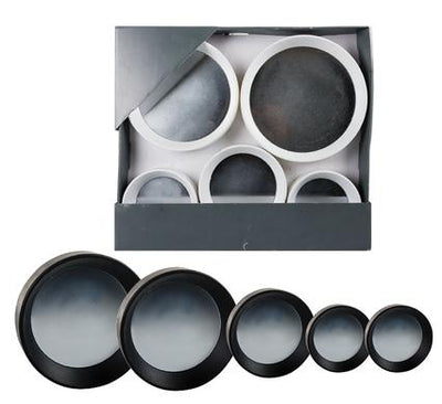 avenusa - Mounted Wall Mirror Cluster Set of 5 Assorted Round Sizes with Plastic Frame - avenu.co.za - Home & Decor