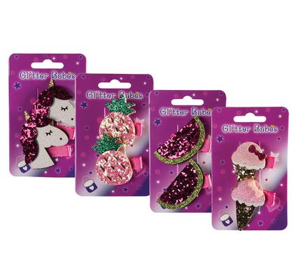 avenusa - Glitter Babes Hair Clips Sequenced Shapes, 2 Clips Per Pack, all 4 in the Set - avenu.co.za - Health & Beauty