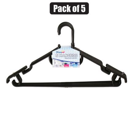 Black Plastic 5pack  Adult Clothes Hanger, Lightweight Space Savers