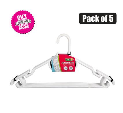 White Plastic Adult Clothes Hangers 5pack