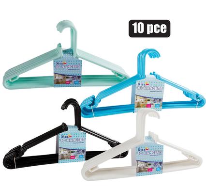 Disa Plastic Clothing Notched Hangers Ideal for Everyday Standard Use, 10pc per Colour (Multi-Colour, 40 Pack)