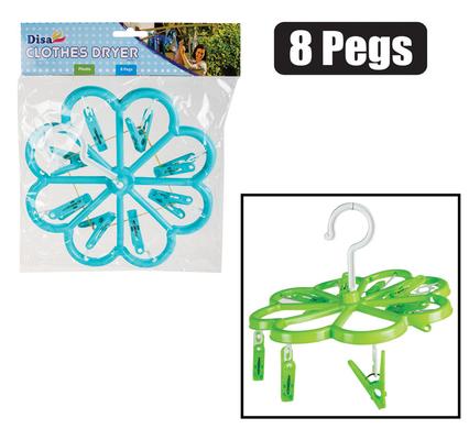 Disa 8 Peg Clothes Dryer with Central Hanger for Drying Clothes in Small Places