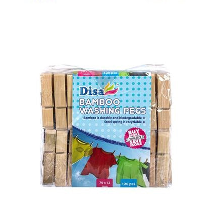 120pc Pack Bamboo Washing Pegs Clothes Pegs 70mm for the Home
