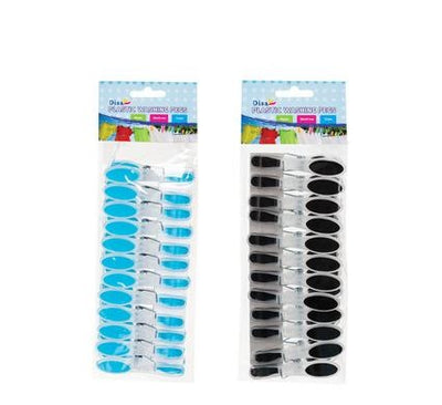 12pc Washing Clothes Pegs with Soft Touch Rubber Grip Ends