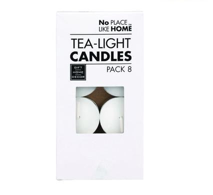 8pc White Tea Light Candles 3.5cm