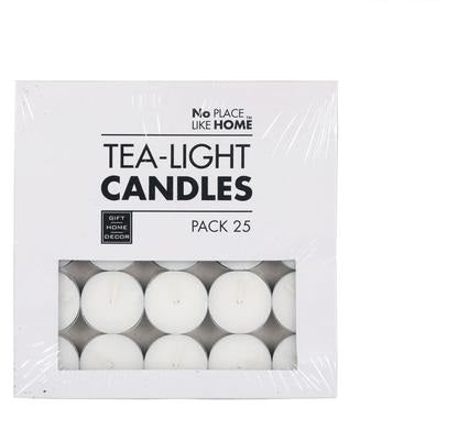 25 White Tea Light Candles 3.5cm