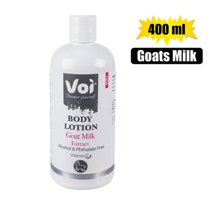 Voi Goats Milk Extract Body Lotion, 400ml Easy Use Bottle. Luxurious Lotion for the Entire Body