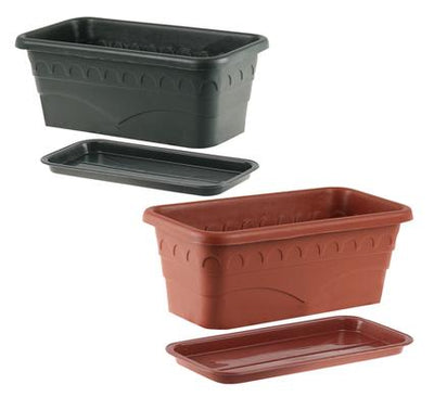 avenusa - Planter with Tray 30x16x12cm Plastic Rectangle - avenu.co.za - Tools & Home Improvement, Planters