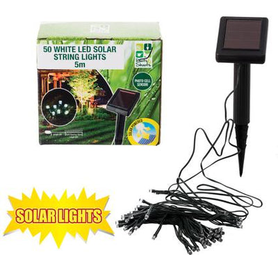 avenusa - Solar Photo Cell Garden Light, 50 White LED Solar String Lights, 5m - avenu.co.za - Tools & Home Improvement, Garden