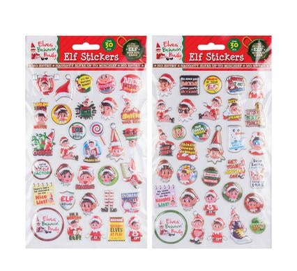 Christmas Stationery Stickers Elf Puffy 30pc Card