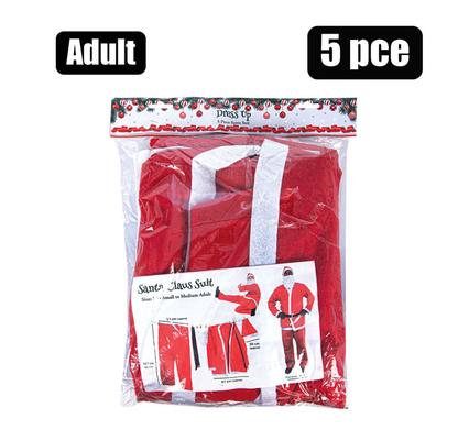 Christmas Red Santa Clause Suit Dress Up Costume 5 Piece